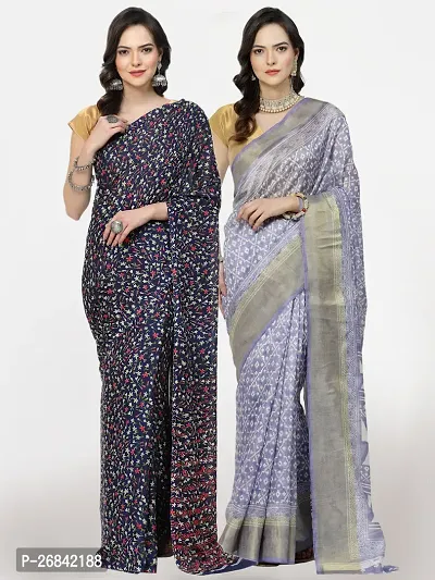 Beautiful Organza Saree With Blouse Piece For Women Pack Of 2-thumb0