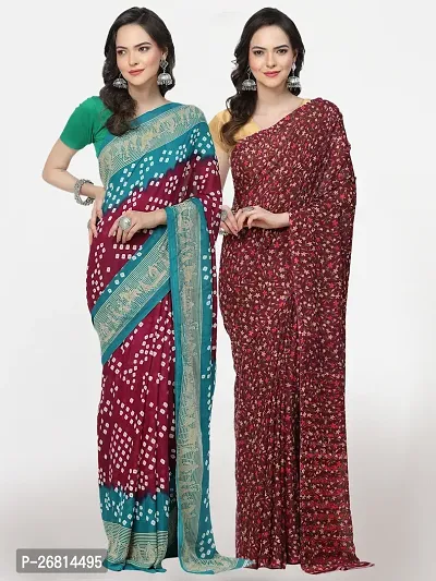 Beautiful Georgette Saree With Blouse Piece For Women Pack Of 2