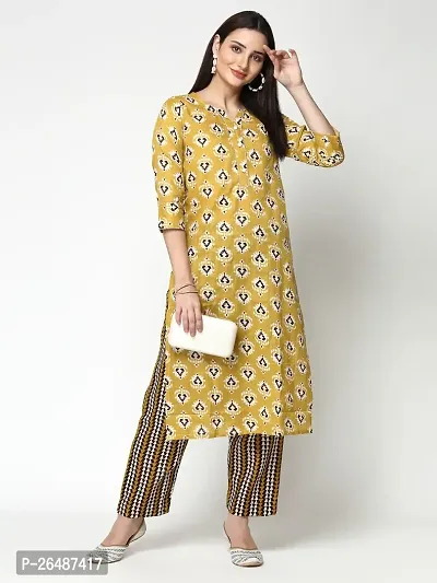 Beautiful Yellow Cotton Stitched A-Line Kurta For Women-thumb0