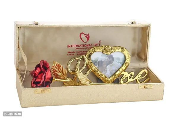 International Gift Red Rose Flower With Photo Frame Stand And Luxury Golden Gift Box Pack With Smiley Pillow-thumb4