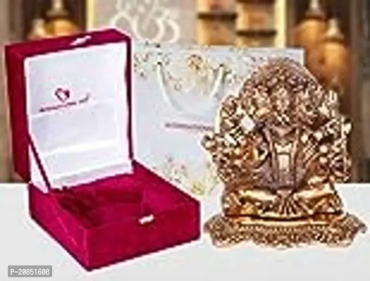 International Gift Copper Metal Panchmukhi Hanuman Idol with Royal Luxury Red Velvet Box and Beautiful Carry Bag Showpiece for Home Decor and Festival Gift-thumb2