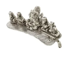 International Gift Silver -Plated Musical Ganesh God Idol Statue With Beautiful Velvet Box Packing And With Carry Bag, 8H X 28W X 6L Cm-thumb1