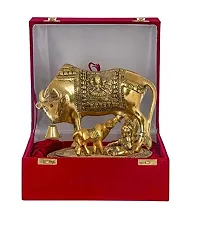 International Gift Gold Silver -Plated Kamdhenu Cow With Laddu Gopal Statue With Luxury Velvet Box, 6.5 X 20 X 14 Cm-thumb3