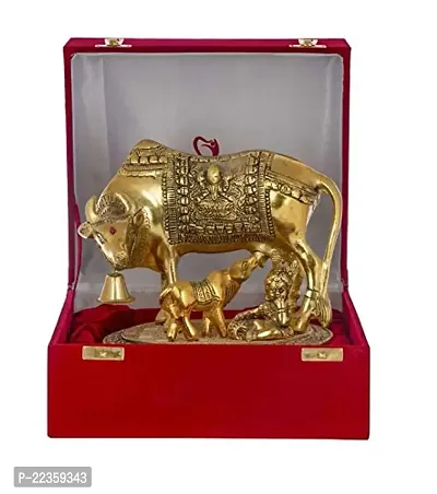 International Gift Gold Silver -Plated Kamdhenu Cow With Laddu Gopal Statue With Luxury Velvet Box, 6.5 X 20 X 14 Cm-thumb4