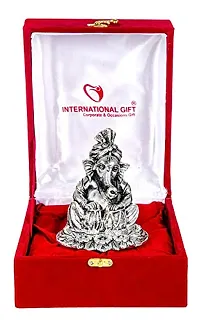 International Gift Silver Ganesha Idol with Shehanais and Tabla with Royal Royal Luxury Velvet Box Pack and Beautiful Carry Bag (12 cm, Silver)-thumb4