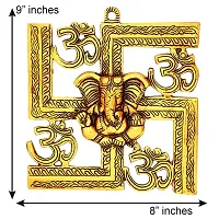 lrm;International Gift Gold Metal Swastik Ganesha Ji Statue, Ganpati Wall Hanging Sculpture Lord Ganesh Idol Showpiece For Entrance, lrm;Standard-thumb3