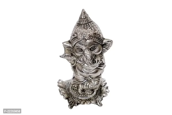 International Gift Silver Metal Ganesh With Bansuri And Festival Gift-thumb2