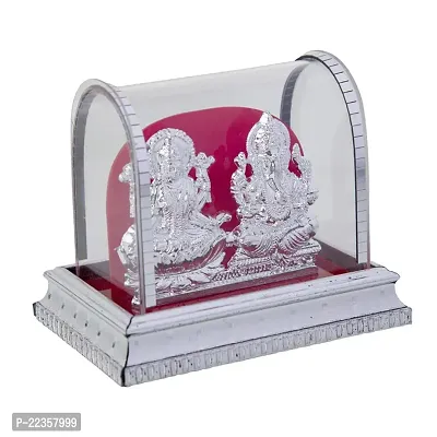 International Gift Silver Metal Lord Ganesh And Maa Lakshmi Idol God Ganpathi And Goddess Laxmi Pooja Mandir-thumb3