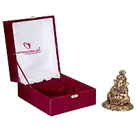 International Gift Copper Metal Ganesh Idol with Cymbal with Royal Luxury Red Velvet Box and Beautiful Carry Bag Showpiece for Home Decor and Festival Gift-thumb4