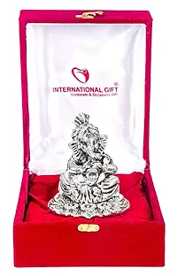 International Gift Silver Ganesha Idol with Shehanais and Sitar with Royal Royal Luxury Velvet Box Pack and Beautiful Carry Bag (12 cm, Silver)-thumb4