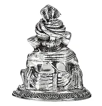 International Gift Silver Ganesha Idol with Tabla Musical with Luxury Velvet Box Pack Showpiece Pieces for Home Decor (12 cm, Silver)-thumb1
