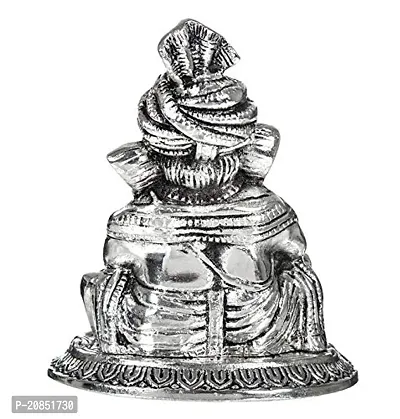 International Gift Silver Ganesha Idol with Tabla Musical with Luxury Velvet Box Pack Showpiece Pieces for Home Decor (12 cm, Silver)-thumb2