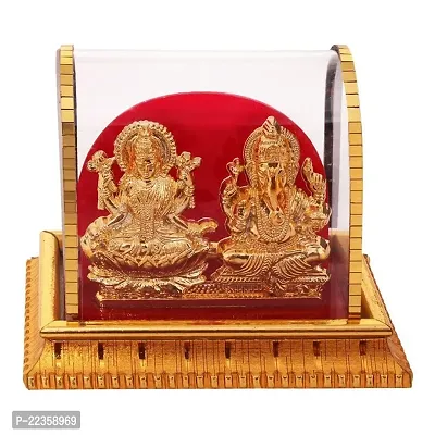 International Gift Gold Metal Laxmi Ganesh Statue With Puja Diya With Agarbatti Incense Stick With Box Packing With Carry Bag-thumb2