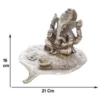 International Gift Red Metal Leaf Ganesh God Idol Statue With Beautiful Velvet Box Packing And With Carry Bag, 10H X 13W X 16L Cm-thumb1