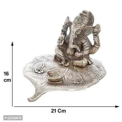 International Gift Red Metal Leaf Ganesh God Idol Statue With Beautiful Velvet Box Packing And With Carry Bag, 10H X 13W X 16L Cm-thumb2