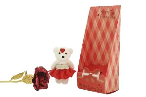 International Gift Red Plastic Rose With Teddy-thumb2