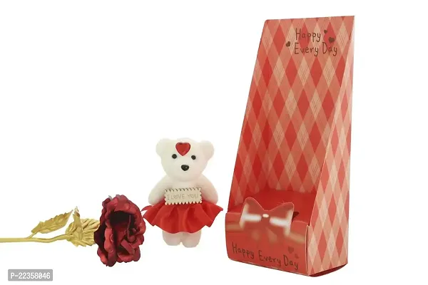International Gift Red Plastic Rose With Teddy-thumb3