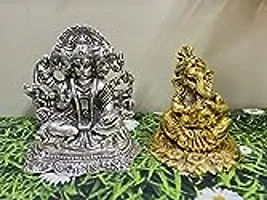 International Gift Silver 5 Mukhi Hanuman Ji  Golden Ganesha God Idol With Luxury Velvet Box Pack Decorative Piece (12 Cm, Silver)-thumb1