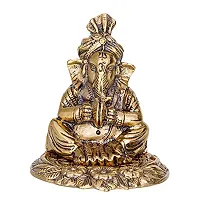 International Gift Copper Metal Ganesh Idol with Cymbal with Royal Luxury Red Velvet Box and Beautiful Carry Bag Showpiece for Home Decor and Festival Gift-thumb2