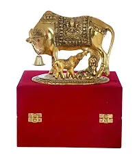 International Gift Gold Silver -Plated Kamdhenu Cow With Laddu Gopal Statue With Luxury Velvet Box, 6.5 X 20 X 14 Cm-thumb2