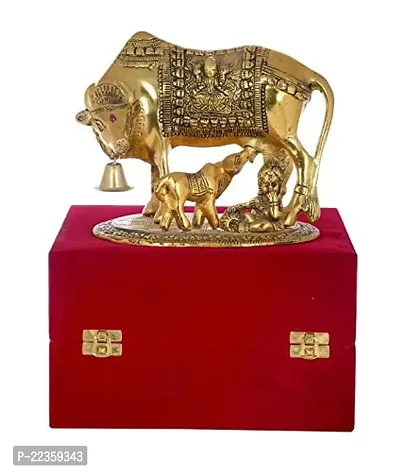 International Gift Gold Silver -Plated Kamdhenu Cow With Laddu Gopal Statue With Luxury Velvet Box, 6.5 X 20 X 14 Cm-thumb3