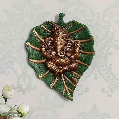 lrm;International Gift Green Metal Green Ganesha Ji Statue, Ganpati Wall Hanging Sculpture Lord Ganesh Idol Showpiece For Entrance, lrm;Standard