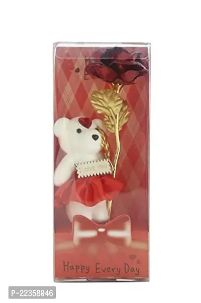 International Gift Red Plastic Rose With Teddy-thumb0