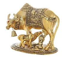 International Gift Gold Silver -Plated Kamdhenu Cow With Laddu Gopal Statue With Luxury Velvet Box, 6.5 X 20 X 14 Cm-thumb1