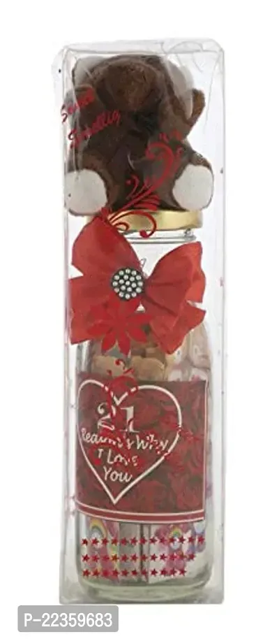 International Gift Red Brass Special Love Story Message Small Greeting Card Inside The Bottle With Beautiful Teddy (Set Of 21)