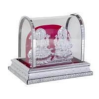 International Gift Silver Metal Lord Ganesh And Maa Lakshmi Idol God Ganpathi And Goddess Laxmi Pooja Mandir-thumb1