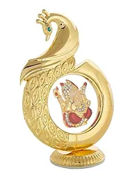 INTERNATIONAL GIFT? Peacock Shape Pagdi Ganesha Ganesh Ganpati 12 cm Car Ashboard Idol Hindu Figurine Showpiece and Gift-thumb1