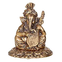 International Gift Copper Metal Ganesh Idol with Sitar with Royal Luxury Red Velvet Box and Beautiful Carry Bag Showpiece for Home Decor and Festival Gift-thumb2