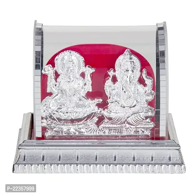 International Gift Silver Metal Lord Ganesh And Maa Lakshmi Idol God Ganpathi And Goddess Laxmi Pooja Mandir-thumb0