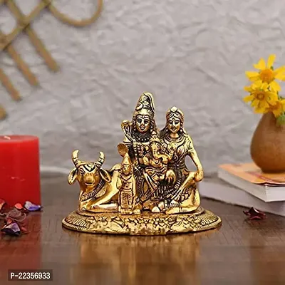 International Gift Gold Metal Shiv Parivar Murti Statue Sculpture-thumb0