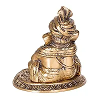 International Gift Copper Metal Ganesh Idol with Cymbal with Royal Luxury Red Velvet Box and Beautiful Carry Bag Showpiece for Home Decor and Festival Gift-thumb3