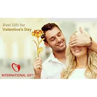 INTERNATIONAL GIFT? Artificial Rose Flower and Love Shape Stand and Luxury Black Box and Carry Bag (Golden)-thumb3