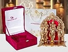 International Gift Copper Metal Ram Darbar Idol with Royal Luxury Red Velvet Box and Beautiful Carry Bag Showpiece for Home Decor and Festival Gift-thumb1