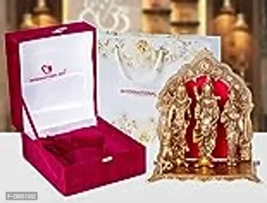 International Gift Copper Metal Ram Darbar Idol with Royal Luxury Red Velvet Box and Beautiful Carry Bag Showpiece for Home Decor and Festival Gift-thumb2