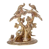 International Gift Copper Metal Radha Krishna Tree Idol with Royal Luxury Red Velvet Box and Beautiful Carry Bag Showpiece for Home Decor and Festival Gift-thumb2