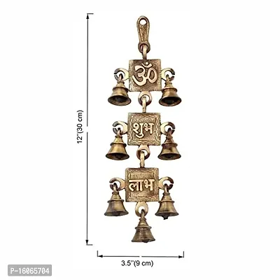 International Gift? Laxmi Ganesh Shubh Labh Wall Hanging Ghanti with 9 Bells, Beautiful Decoratives Wall Hanging subh labh Door Hanging (30 cM)-thumb3