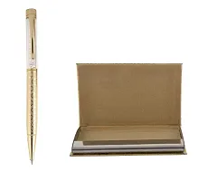 International Gift Gold Metal Pen With Visiting Card Holder With Key Ring And Ganesh Idol With Velvet Box-thumb1