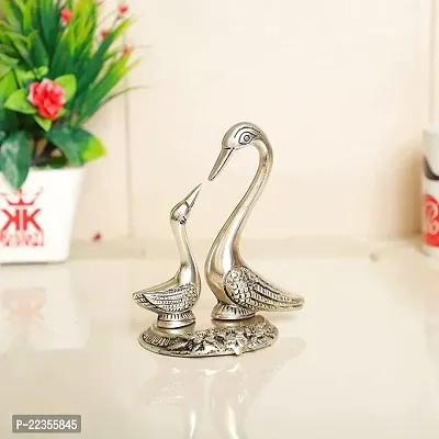 International Gift Silver Metal Pair Of Kissing Duck Decorative Showpiece And Gift Article-thumb0