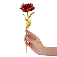 International Gift Red Rose Flower with Golden Leaf and Luxury Black Gift Box-thumb2