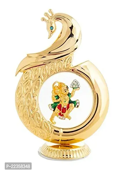 International Gift Gold Brass Peacock Shape Hanuman 12 Cm Car Dashboard Idol, lrm;12 Cm