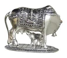 International Gift Silver Aluminum Kamdhenu Cow Statue With Box And Carry Bag,, 6.5 X 20 X 14 Cm-thumb2