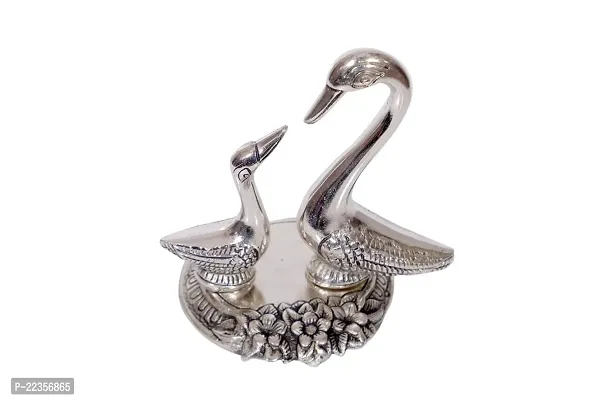 International Gift Silver Metal King Handicrafts Home Decoration Pair Of Kissing Duck Showpiece-thumb2