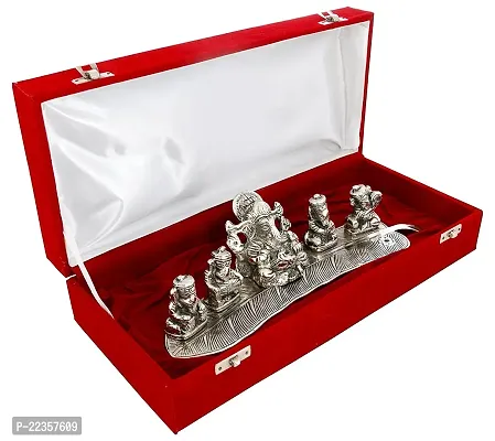 International Gift Silver -Plated Musical Ganesh God Idol Statue With Beautiful Velvet Box Packing And With Carry Bag, 8H X 28W X 6L Cm-thumb3