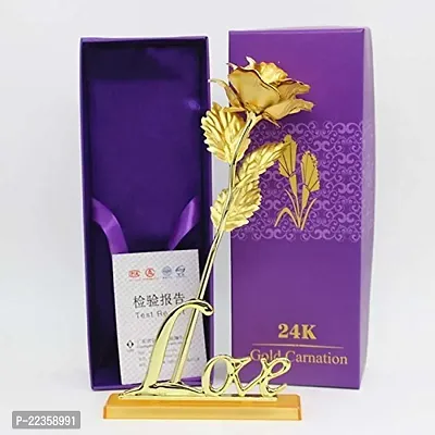 International Gift Silver Plastic Rose Flower With Leaf With Love Shape Stand And Luxury Gift Box 25 Cm, lrm;25 Cm
