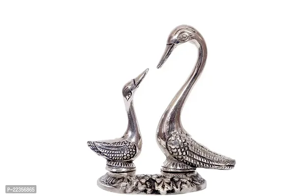 International Gift Silver Metal King Handicrafts Home Decoration Pair Of Kissing Duck Showpiece-thumb0