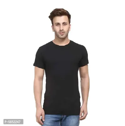 Men's Cotton Round Neck Black T-Shirts-thumb0